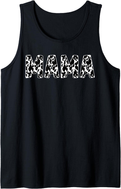 Mama Cow Animals Cute Mama Clothes Cool Print Black White Tank Top