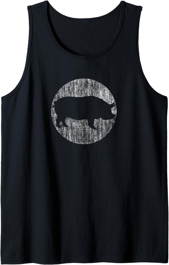 Vintage Pig Shirts Vintage Print Pig - Distressed Pig Tank Top - Black