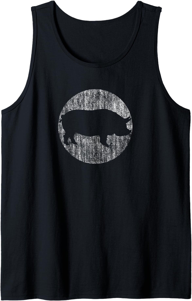 Vintage Pig Shirts Vintage Print Pig - Distressed Pig Tank Top - Black