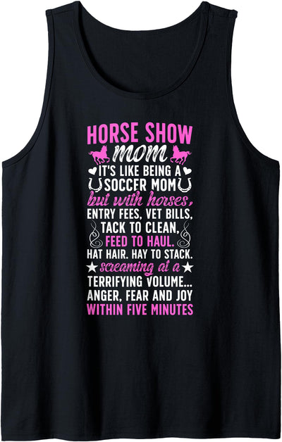 Funny Horse Show Mother For Mother's Day Horse Show Mom Funny Equestrian Mom Horse Show Mama Tank Top
