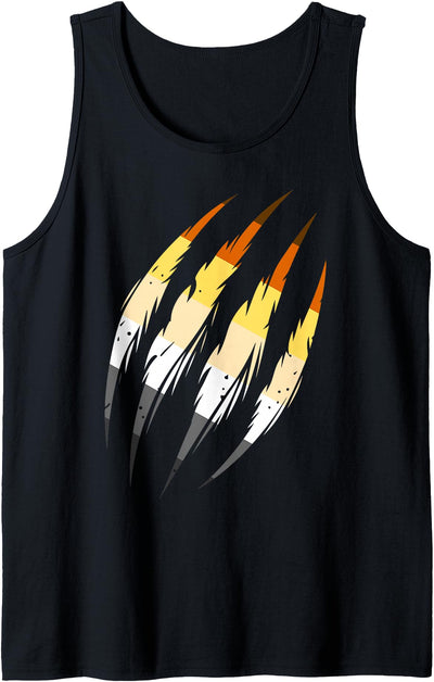 Mens Bear Pride Claw Marks Gay Men LGBT Bear Flag Tank Top