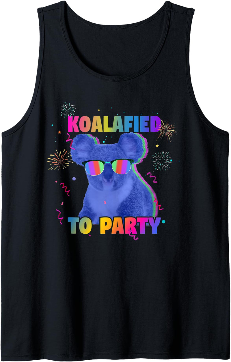 koalafied to Party Fun Animal pun new years party Koalafied To Party Fun Animal Pun Tank Top - Black