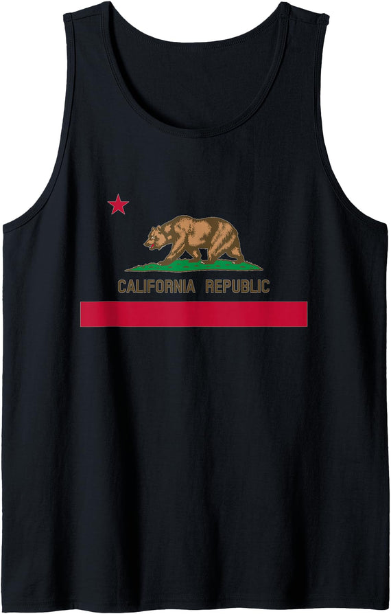 California Bear Republic Outdoor Adventure Designs California 'Bear Republic' State Flag Tank Top - Black