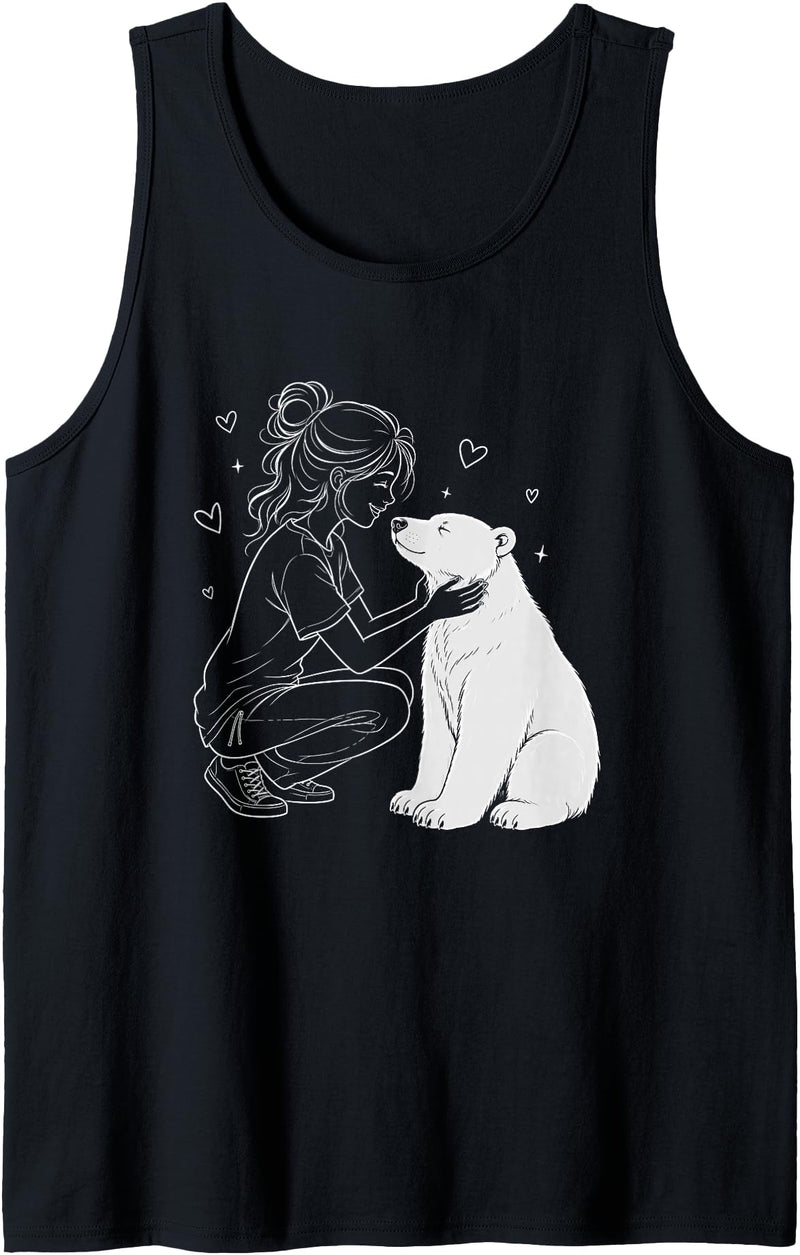 Polar Bear Art Animal Lovers Outfit Polar Bear Art Animal Memories for Women Girls Mom Tank Top - Black