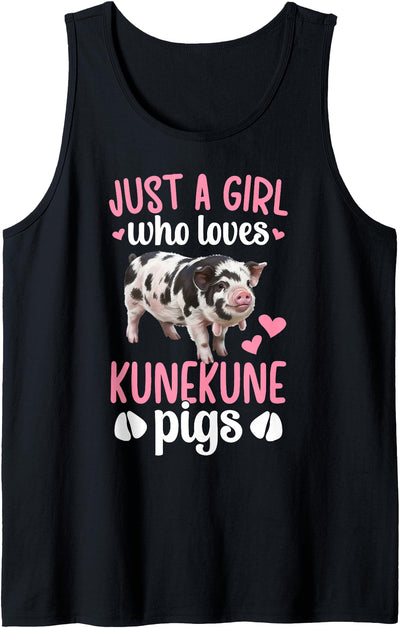 Girl Who Loves Kunekune Pigs Cute Kunekune Pig Lover Tank Top