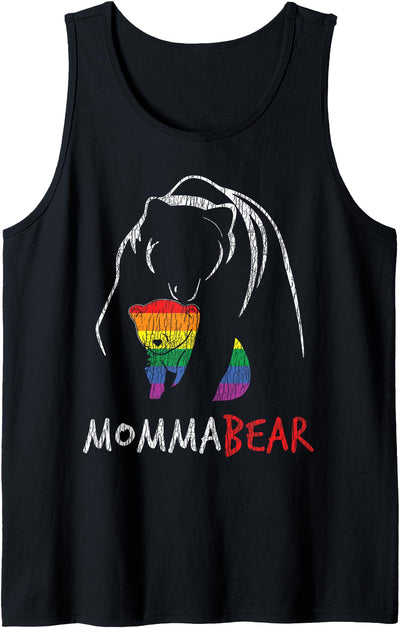 Vintage Rainbow Mama Bear Hug Love Support Parent Pride LGBT Tank Top