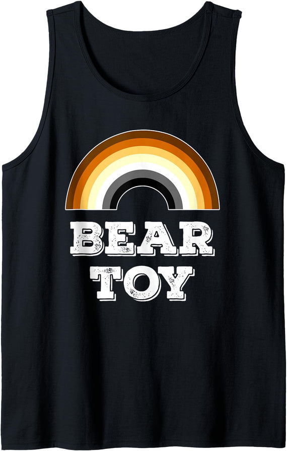 ArtDiggs-BearPride Bear Toy - Gay Bear Pride Rainbow Tank Top - Black