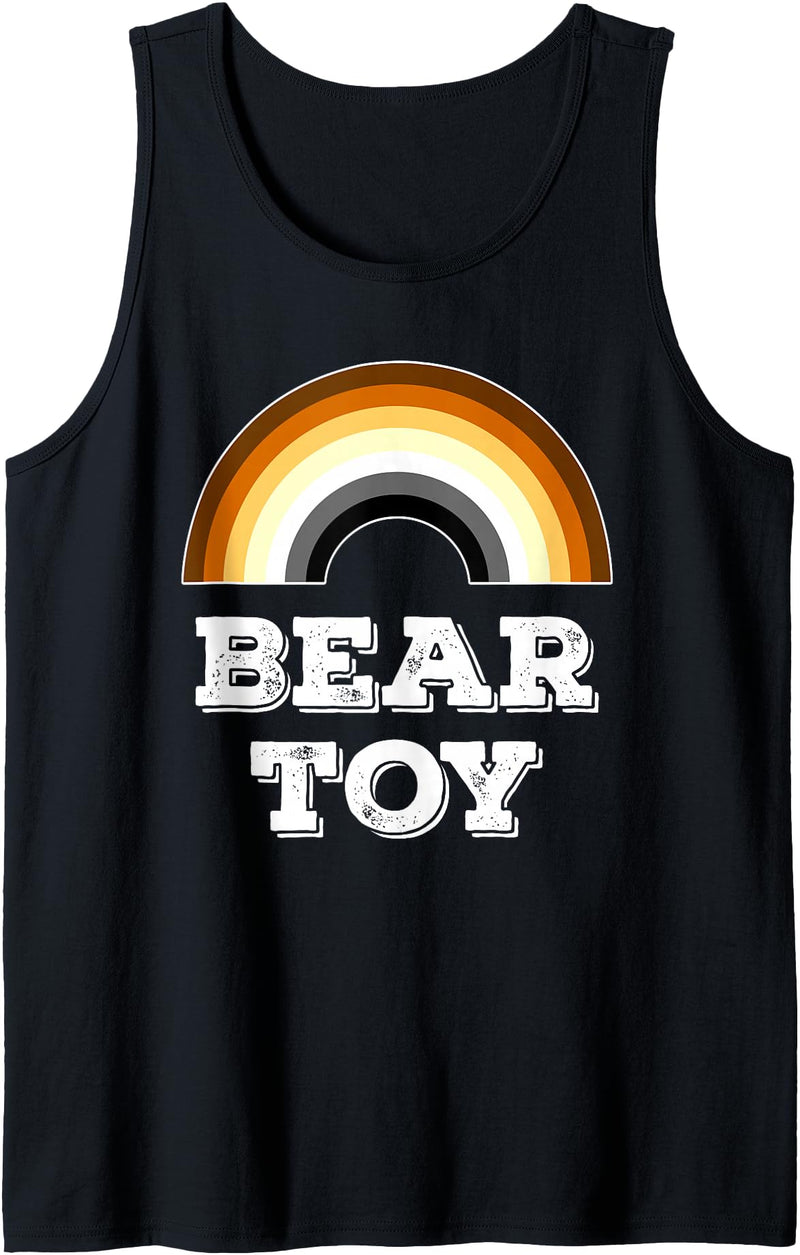 ArtDiggs-BearPride Bear Toy - Gay Bear Pride Rainbow Tank Top - Black