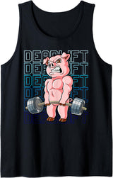 Bodybuilding Gifts Pig Gym Weight Training Deadlift Tank Top - Black