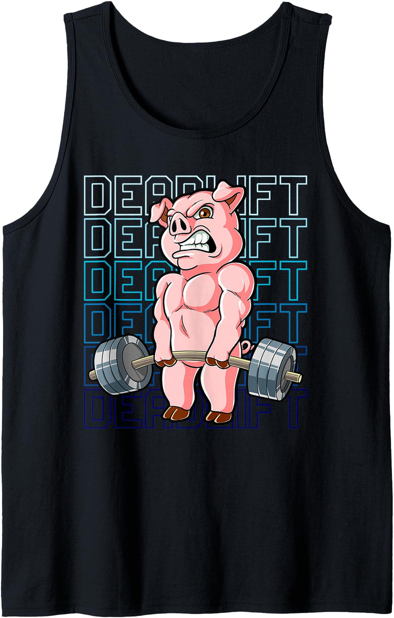 Bodybuilding Gifts Pig Gym Weight Training Deadlift Tank Top - Black