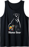 Autism Awareness Parents Apparel Autism Awareness Mama Bear Mom Autistic Child Tank Top - Black