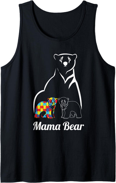 Autism Awareness Mama Bear Mom Autistic Child Tank Top