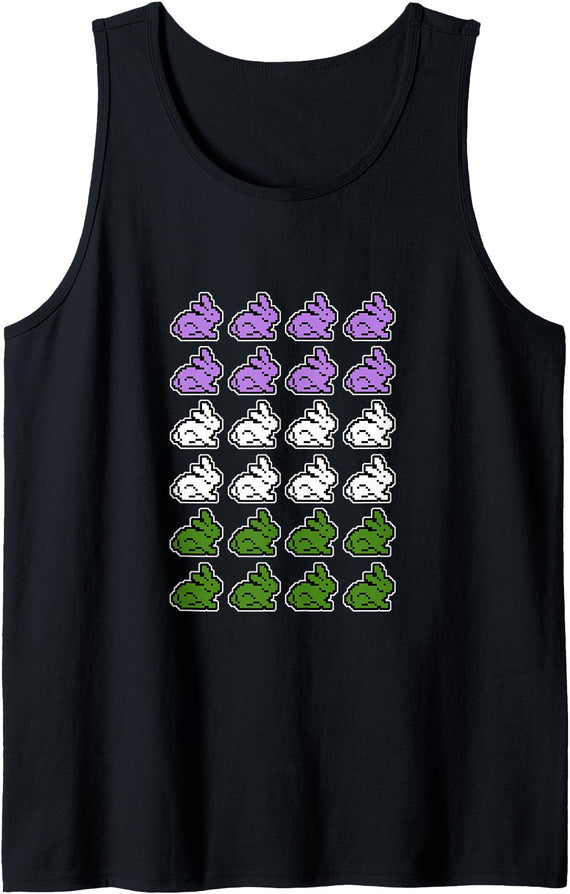 Flag Colors Rabbit Tank Top in Black