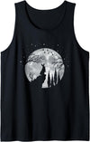 Rabbit Hare Animal Full Moon at Night - Funny Pet Bunny Tank Top in Black
