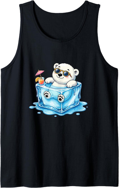 Chill Polar Bear in Ice Cube Summer Mood Tank Top