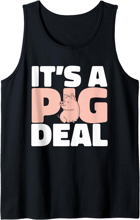 Funny Pig Lover Gifts & Pig Fan Outfits Funny Pig Lover Graphic for Women Men Kids Pig Tank Top - Black