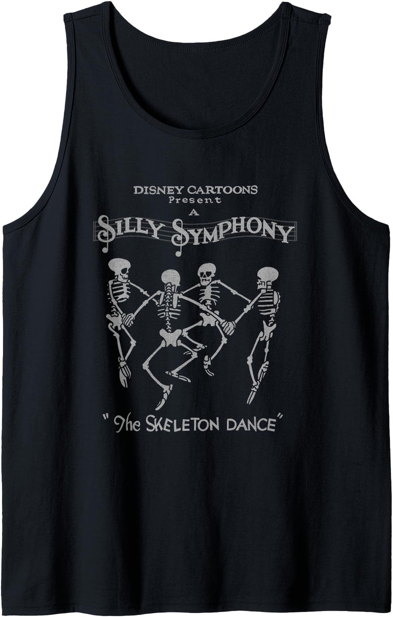 Disney Silly Symphonies The Skeleton Dance Vintage Logo Tank Top - Black