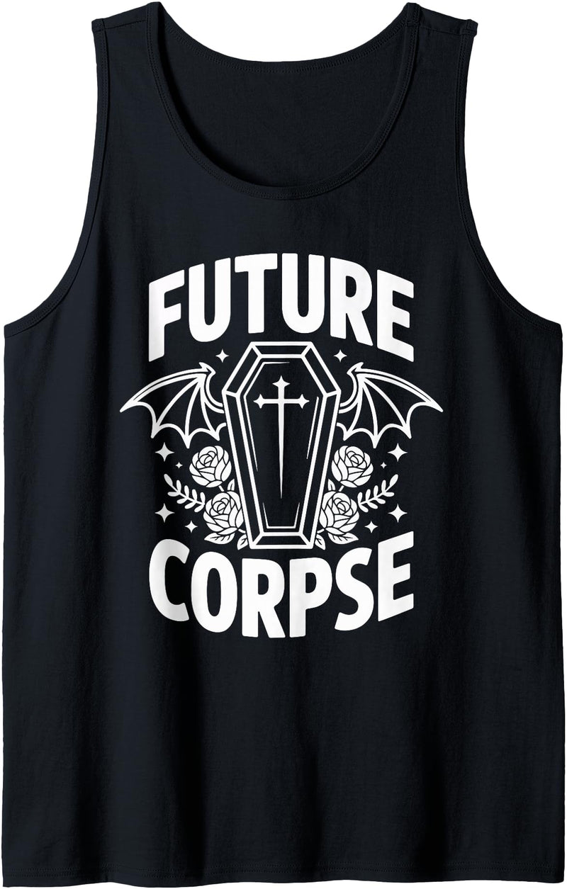 Coffin Humor Halloween Future Corpse Future Corpse Funny Halloween Coffin Bats Tank Top - Black