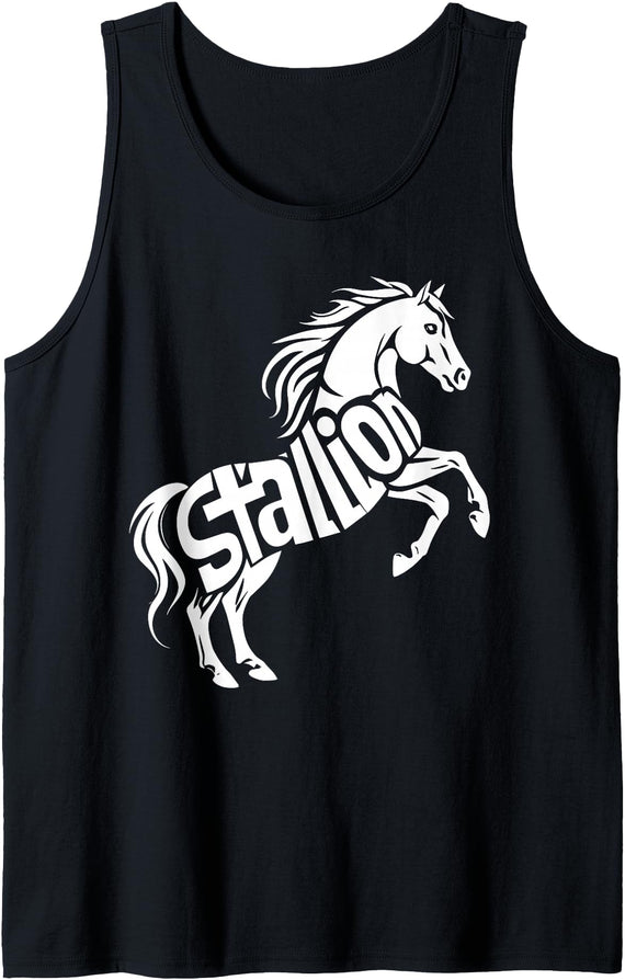 Stallion Design for Stallion Lovers Stallion Stuff Stylish Typography Equestrian Horse Stallion Tank Top - Black