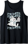 Alice in Wonderland - I'm Late White Rabbit Tank Top in Black