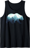 Dramabite Bear Double Exposure Surreal Wildlife Animal Tank Top - Black