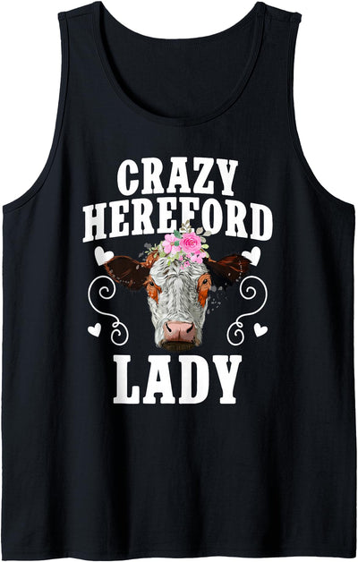 Funny Hereford Cattle Hereford Cow Lover Crazy Hereford Tank Top