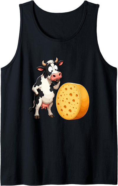 Funny Cow Cheese Dairy Farm Humor Black White Lover Dairy Tank Top