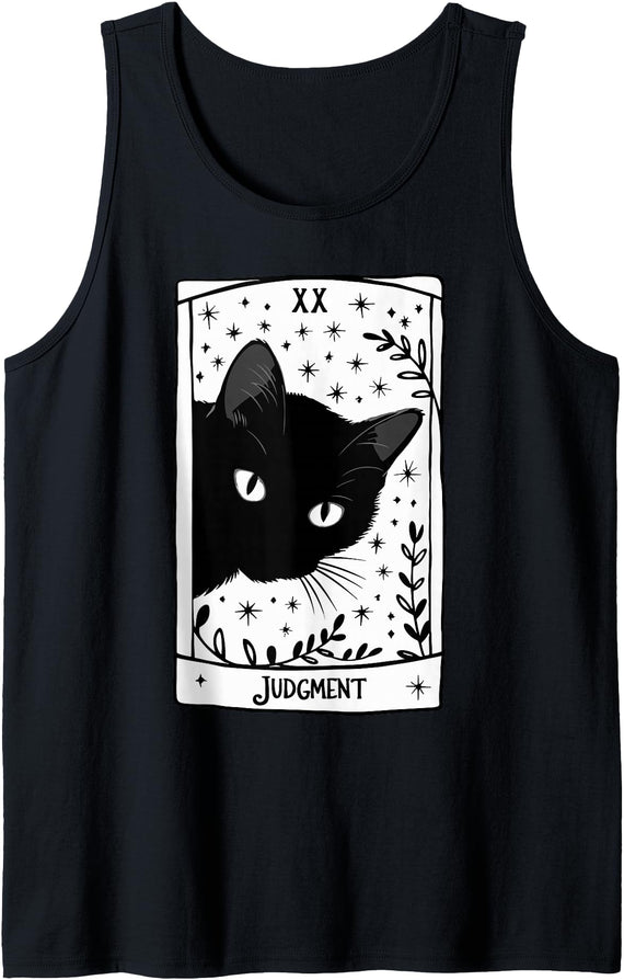 Witchy Cat Tarot Designs Witchy Black Gothic Cat Tarot Card Funny Cat Lover Tank Top - Black