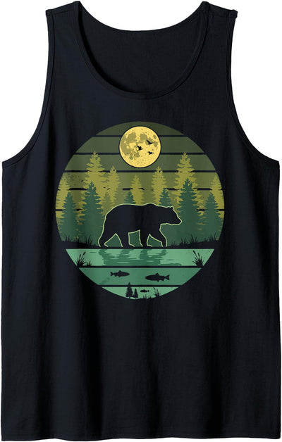 Bear Forest Retro Wildlife Nature Tank Top