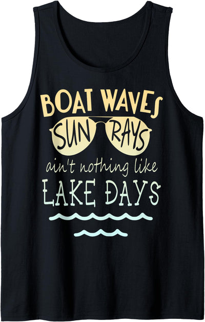 Boat Waves Sun Rays Lake Days Tank Top