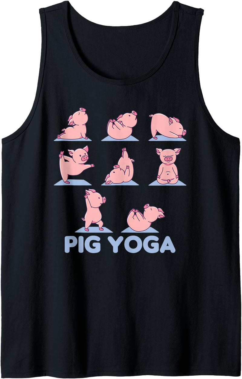 Yoga Animals are doing Sports Pig Yoga Cute Pigs Doing Sport Pig Yoga Tank Top - Black