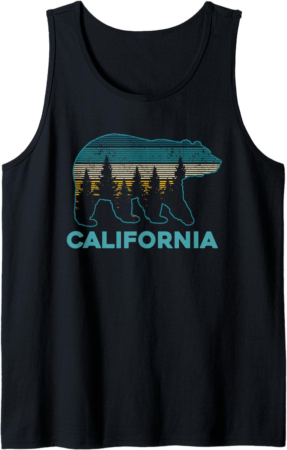 Vintage California Souvenirs & Gifts California Bear Vintage Retro Nature Hiking Souvenir Gift Tank Top - Black