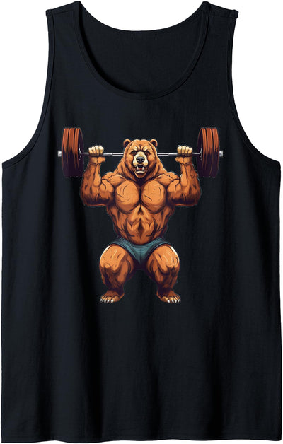 Bear Powerlifting Weightlifting Gym Workout Tank Top