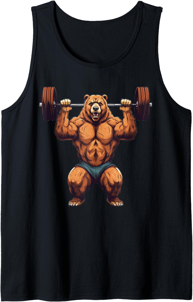 Bear Powerlifting Weightlifting Gym Apparel Bear Powerlifting Weightlifting Gym Workout Tank Top - Black