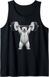 Funny Polar Bear Fitness Meme Polar Bear Gym Deadlift Workout Weightlifting Tank Top - Black