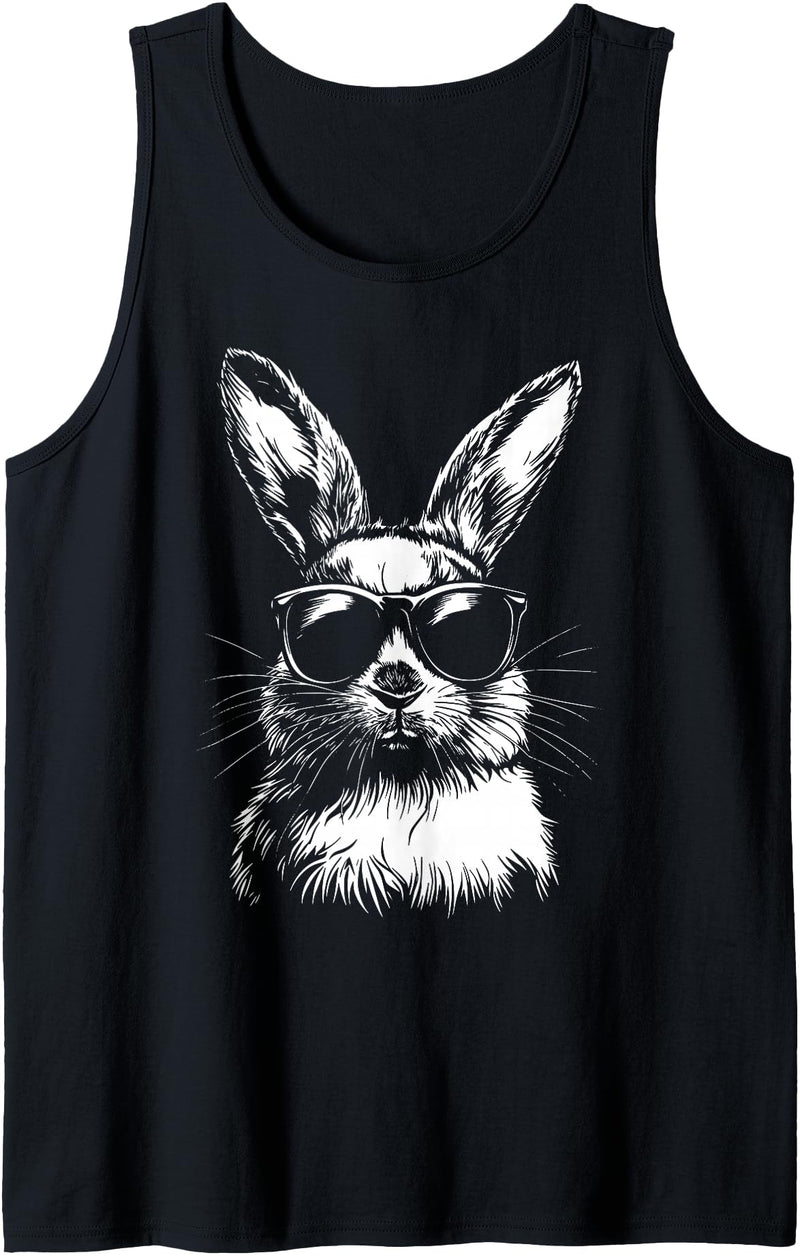 Rabbit Easter Bunny Sunglasses Tank Top in Black