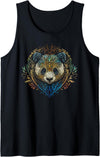 Panda Mandala Geometric Animal Panda Bear Face Head Colorful Floral Mandala Art - Panda Tank Top - As Pictured