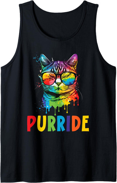 LGBTQ Gay Lesbian Pride Month SteMi Apparel Purride Gay Rights Rainbow Pride Month LGBTQ Cat Whisperer Tank Top