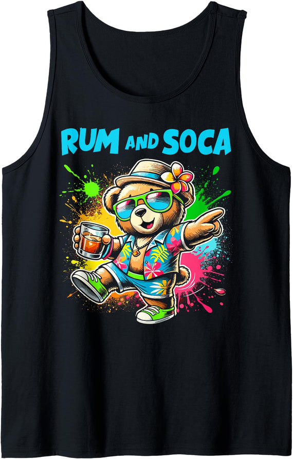 Rum And Soca, Soca Fans Caribbean Carnival Party Rum And Soca, Bear Fans, Caribbean Carnival Party, Men Tank Top - As Pictured