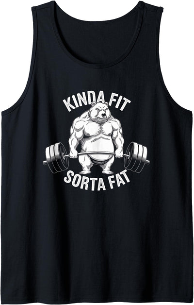 Kinda Fit Sorta Fat Funny Gym Body Cute Bear Retro Tank Top