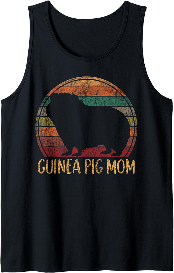 Cute Guinea Pig Lover HD0 Guinea Pig Retro Vintage Guinea Pig Mom Tank Top - Black