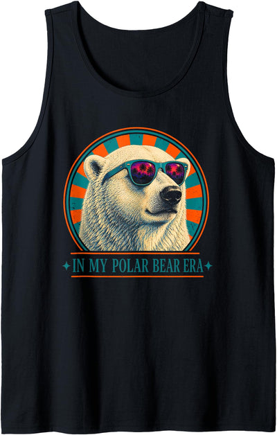 Cool Polar Bear Mom 70s Colorful Design Funny in My Polar Bear Era Cool Animal Mom Graphic Tank Top
