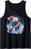 Hockey Player Love Polar Bear Hockey Bear on Ice: A Funny Polar Bear Playing Hockey Tank Top - Black