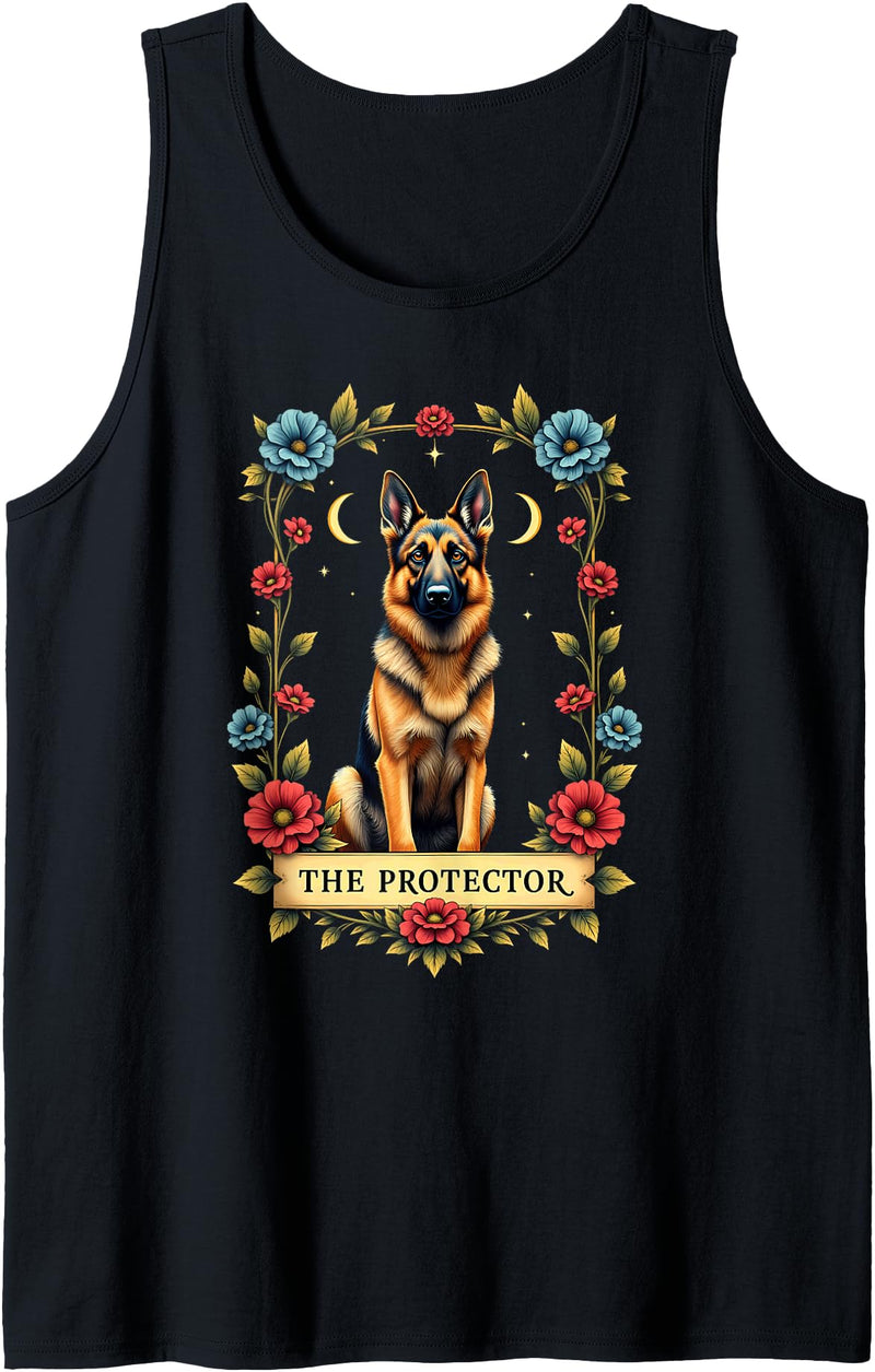German Shepherd Dog Owner Tees German Shepherd Tarot Card Protector Halloween Tank Top - As Pictured