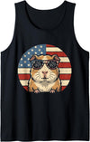 Funny 4th Of July Guinea Pig Patriotic Boys Men Retro Guinea Pig 4th of July America Funny Independence Day Tank Top - Black