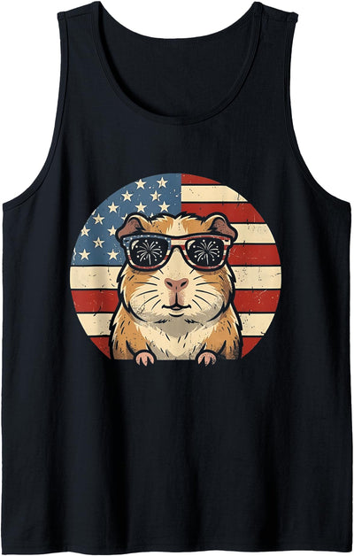 Retro Guinea Pig 4th of July America Funny Independence Day Tank Top