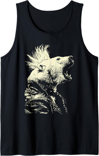 Funny Polar Bear Rocker Musician Animal Punk Rock Grunge Tank Top