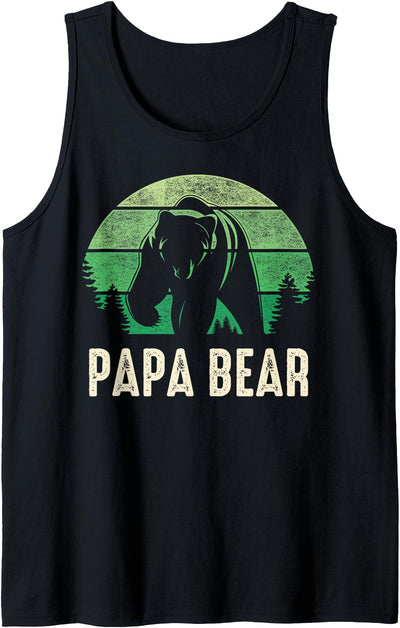 Papa Bear Green Retro Mens gift Tank Top