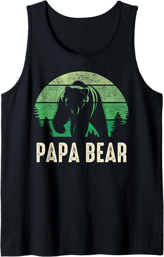 Papa Bear Tops Green Retro Mens gift Tank Tops Papa Bear Tank Top Green Retro Mens gift Tank Top - Black