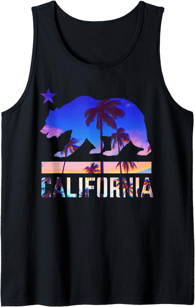 California Bear Palm Trees State Tank Top
